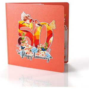 50th Anniversary Pop up 3D Romantic Love Greeting Card 4 Color Printed Gloss Lamination for Wedding & Valentine's Day - Product Image 4
