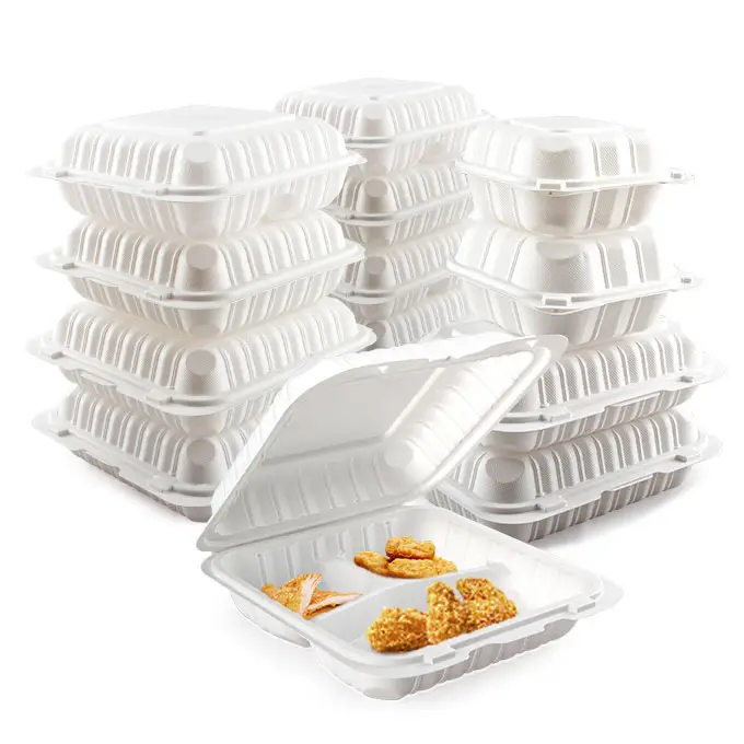 Custom Logo Microwaveable Vent Gaten Herbruikbare Takeaway Fast Food Gebakken Kip Container Amerikaanse Wegwerp Lunch Box