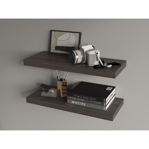 Iva Floating Shelf Sienna Oak Melamine 2 Pack <b>Wall</b> Mount Display Shelves - Product Image 1