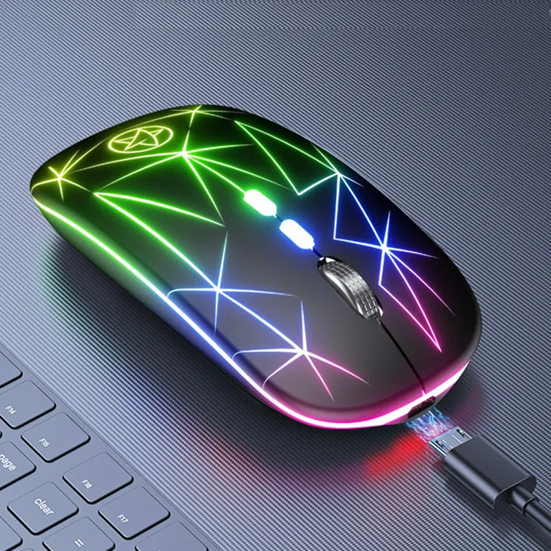A20 Optical 2.4Ghz Metal Roller 5 Buttons Rechargeable RGB BT Wireless Gaming Mouse