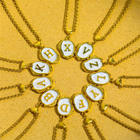 Collar 3D con Forma de Corazón de Acero Inoxidable, Estilo Veraniego, con 26 Letras, Gota de Aceite, Chapado en Oro de 18K, Retención de Color, Unisex