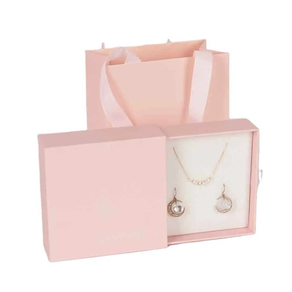 Hot Sell Eenvoudige Elegante Sieraden Pakket Custom Decoratieve Tas Box Set Verpakking Geschenkdoos Met Lint Voor Valentijnscadeau