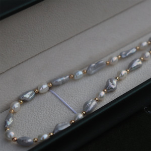 Collar barroco francés vintage con perlas de agua dulce de doble tono gris chapado en oro minimalista Royalcore joyería elegante real - Product Image 3