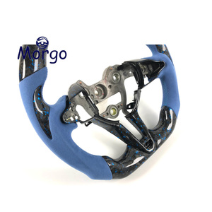 Volante Deportivo Personalizado en Fibra de Carbono Forjada Azul y Gamuza Azul para Hyundai Elantra N, I30N, I20N, Veloster N, M/T CN7 - Product Image 5