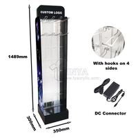 Plancher personnalisé 360 °   Supports d'affichage pour téléphones avec logo LED en acrylique, accessoires mobiles avec crochets, supports de charge et câbles – Vente en magasin