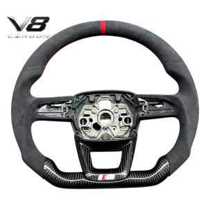 Volant en fibre de carbone véritable V8carbon pour A5 <span class=keywords><strong>S5</strong></span> RS5 Avant B95, accessoires de voiture, pièces automobiles modifiées, style sport racing, personnalisé - Product Image 1