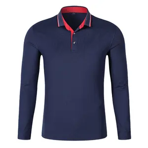 Hoge Kwaliteit Mannen Lange Mouwen Polo T-Shirts Bedrukt Heren Poloshirts Met Custom Logo Groothandel Katoenen Casual Shirts