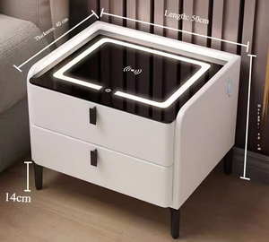 Hiện đại không dây thông minh đầu giường LED ánh sáng rắn gỗ Bảng điều chỉnh phòng ngủ Tủ đầu giường vân tay khóa không dây tính năng sạc - Product Image 2