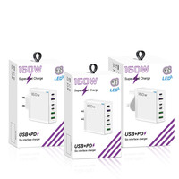 Chargeur de téléphone portable USB Type C multi-ports 160W, chargeur mural USB-C PD 160W, adaptateur de charge rapide pour téléphone portable