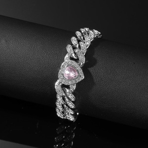 Nueva Innovación en Joyería: Pulsera de Cadena Cubana con Corazón, Estilo Hiphop para Hombre, Venta al Por Mayor - Product Image 3