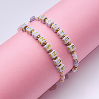 J & D Mignonne Perle de Verre Émaillée Pierre Naturelle Émaillée Bracelet Élastique Perles Colorées Bracelets Bijoux