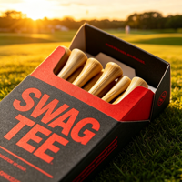 Support de tee de golf en bois durable à rayures en bambou, simulateur de golf en caoutchouc, marqueur de tee de 20 mm, sac transparent avec logo personnalisé