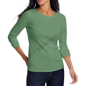 Top informal ligero de manga larga con cuello redondo para mujer, tecnología de secado rápido, Material transpirable para un gran clima caluroso, viajes de verano - Product Image 6