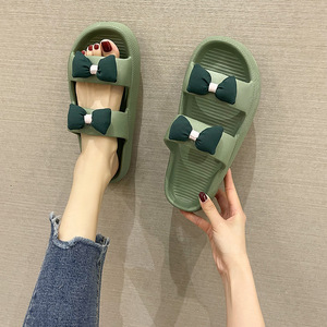 Sandalias de Verano para Mujer, Cómodas, con Suela Gruesa, Doble Correa y Lazo, Lindas Pantuflas para el Hogar - Product Image 3