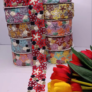 Rouleaux de dentelle de coton brodée en vrac Dade personnalisés pour saree de mariée et couture - Product Image 1