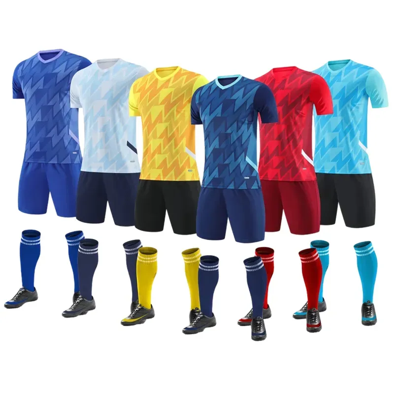 Vente en gros de maillots de football pour enfants et adultes ensembles de football pour garçons uniformes de football à manches courtes survêtement d'équipe de football pour jeunes sports Sh