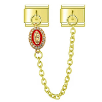 Bracelet en acier inoxydable à double pendentif or et argent, style module italien, bijoux DIY exquis en gros
