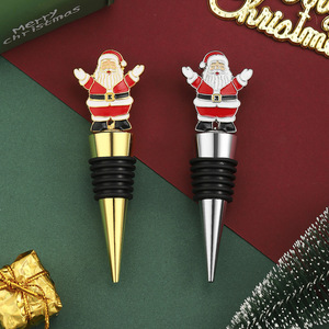 Santa Claus <b>Wine</b> Stopper Gold And Silver Metal Christmas Holiday Gift - Product Image 4
