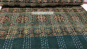 Indian Kantha Quilt Handmade Eco-Friendly Washable Vintage Style Bedspread Throw Blanket 100% Cotton Queen/Twin Size Rajasthan - Product Image 3