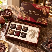 Boîte de dégustation de chocolat avec logo personnalisé, boîte rigide pour envoi postal, base et couvercle en carton gris, impression CMYK, emballage cadeau