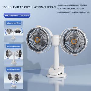 Double Head Camping Desk Rechargeable <b>Battery</b> <b>Operated</b> 5 Speeds Quiet Oscillating Type-C Portable Outdoor Fan With Hook - Product Image 4
