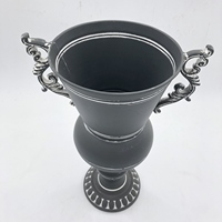 Urne de jardin vintage en fer forgé thermolaqué, style ferme, avec double poignée, pour plantes et fleurs, idéale pour l'extérieur