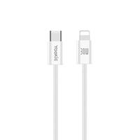 Cable de Carga Rápida YooKiE CB99-C-L 30W USB-C IPH con Conductor de Cobre Puro, 2M, Trenzado de Nailon, Carga al 50% en 30min, Compatible con IOS e Impresoras
