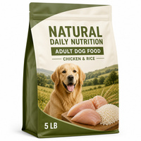 Pochette à bec verseur personnalisée pour aliments pour chiens, fond large, emballage thermoscellable de qualité alimentaire pour croquettes de poulet et riz, vente en gros