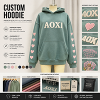 Sweat-shirt à capuche en molleton mélangé 350 GSM de haute qualité, personnalisé avec broderie 3D et appliqué, pull oversize streetwear pour homme