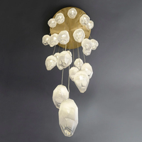 Lustre moderne de luxe en verre cristal avec cadre en métal doré, lampe suspendue en spirale pour villa, escalier, hall, salon