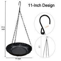 Mangeoire à oiseaux d'extérieur JH-Mech, design à plateau ouvert rond, suspension à trois chaînes pour plus de stabilité, large ouverture pour l'alimentation de plusieurs oiseaux