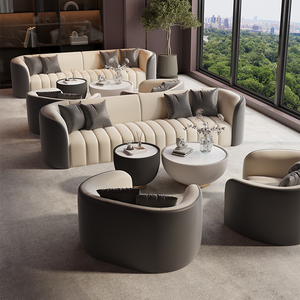 Hotel <b>Sofa</b> Straight Combination Durable Leather Finish For Reception Lounge Meeting Area - Product Image 3