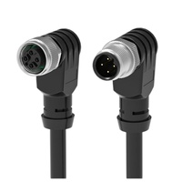 Câble d'extension coudé M12 à code B, connecteur mâle-femelle 4 broches, blindé IP67/IP68 pour systèmes Fieldbus industriels