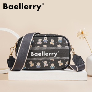 Bolso Bandolera Mini para Mujer Baellerry de 7 Pulgadas, Negro, con Estampado de Oso de Dibujos Animados, Cierre de Cremallera, Resistente al Agua, para Uso Diario - Product Image 1