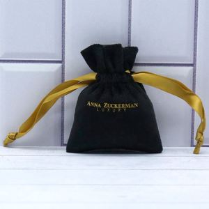 Small Black Velvet <b>Drawstring</b> Jewelry <b>Pouch</b> Luxury Custom Gift Packing <b>Pouches</b> - Product Image 6