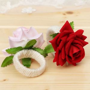 Ready to Ship Flower Holder Artificial Rose Napkin Rings for Valerntine's Day Table Dec - Product Image 3