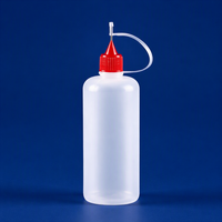 Botol Dispenser Plastik 100ml dengan Ujung Jarum PE, Wadah Tekan dengan Tutup Pinhole Baja untuk Minyak Esensial, Cat, Kosmetik, Air