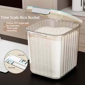 Scale Rice Bucket <strong>Triple</strong> Layer Seal Eco Friendly Durable Freshness Preservation Design Transparent PET Material Large <strong>Storage</strong> - Product Image 1
