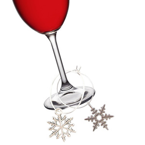 Silver Metal Snowflake Wine Glass Rings Round Pendant Wedding Party Decorations 20-40Pcs Luxury Tableware Set - Product Image 4