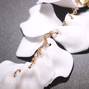 Boucles d'oreilles longues en forme de pétale acrylique pour femme, bijoux de fleurs, style bohème, - Product Image 6