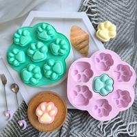 7 agujeros pata de perro pastel Fondant molde de silicona BPA moldes de silicona para hornear para DIY Chocolate caramelo hielo comida para bebé bandeja para hornear