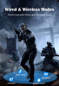 หูฟังครอบหู Rgb ตัดเสียงรบกวน,หูฟังเล่นเกม BT และแบบมีสาย<span class=keywords><strong>2</strong></span> In 1พร้อมไมโครโฟนมีความหน่วงต่ำ - Product Image 3