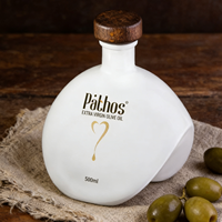 Botella de Vidrio Blanca Personalizada de 500 ml para Aceite de Oliva con Tapón de Corcho, Logotipo, Color y Forma Personalizables