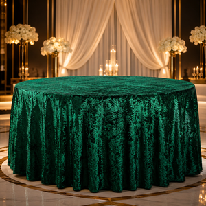 Green Velvet Wedding Tablecloth Holiday Plain Dyed Festive Dinner <b>Cover</b> Polyester Fabric with Woven Technics - Product Image 1