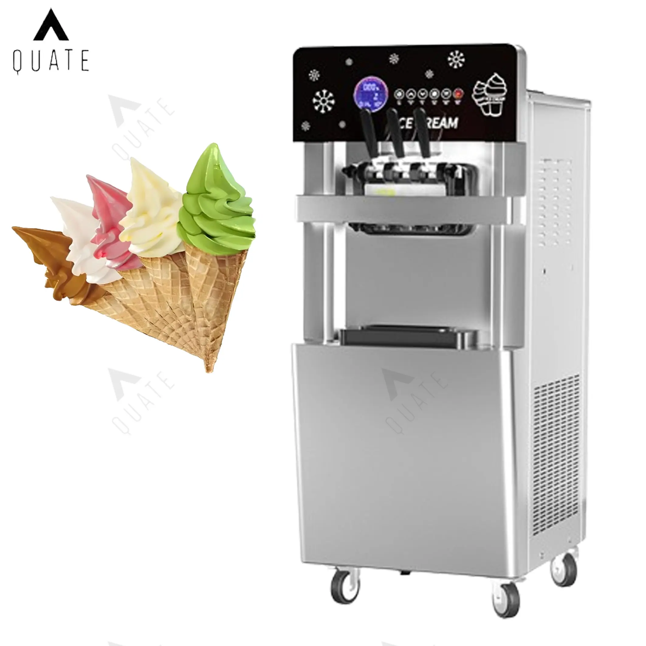 Mesin es krim lembut, tiga rasa, mesin es krim Desktop kecil