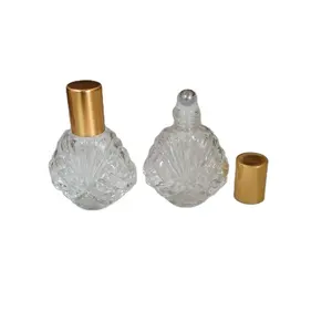 15ml shell shaped clear glass roll on bottles with metallic steel roller ball