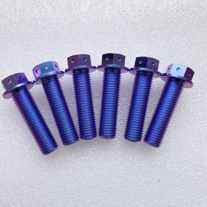 Cho autorcar và xe máy titan màu xanh <span class=keywords><strong>Fastener</strong></span> <span class=keywords><strong>GR5</strong></span> m6x25mm <span class=keywords><strong>ti</strong></span> Hex đầu mặt bích Bolt với lỗ - Product Image 1