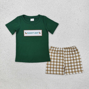 Vêtements pour frères et sœurs, tenues brodées « Fille/Boyfriend de papa », vêtements pour la fête des pères, ensembles de shorts de boutique, vêtements pour petites filles et garçons - Product Image 5