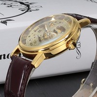 Jam Tangan Mekanik Otomatis Sewor 605 Bermerek Mewah Model Skeleton untuk Pria Relogio Masculino Uhr