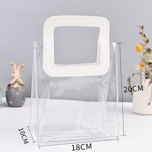 Custom Red Wedding Candy <b>Tote</b> Bag Transparent PVC Zipper Closure Fashionable Handmade <b>Plastic</b> Makeup Bag Travel Cosmetics - Product Image 3